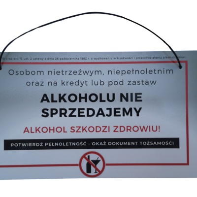 TABLICZKA INFORMACYJNA SPRZEDAŻ ALKOHOLU