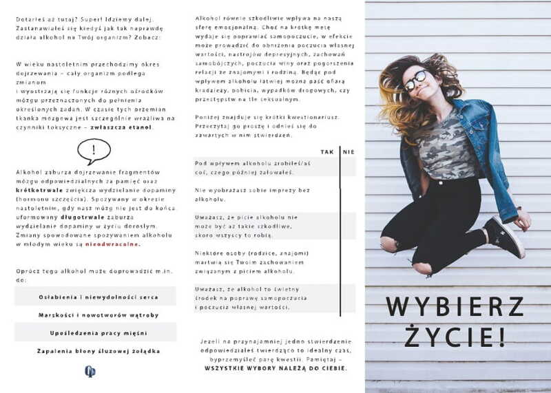 Ulotka: Alkohol Wybierz Życie (Młodzież)