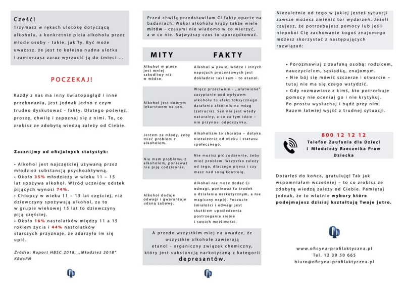 Ulotka: Alkohol Wybierz Życie (Młodzież)
