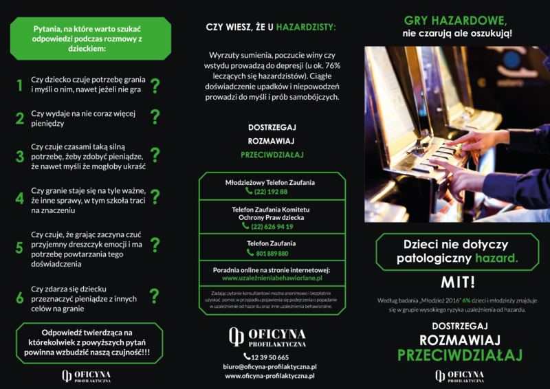 Ulotka: Gry hazardowe nie czarują (Pedagodzy)