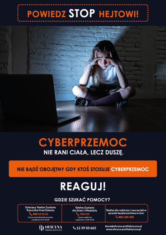 Plakat: Cyberprzemoc nie rani ciała, lecz duszę (Młodzież)