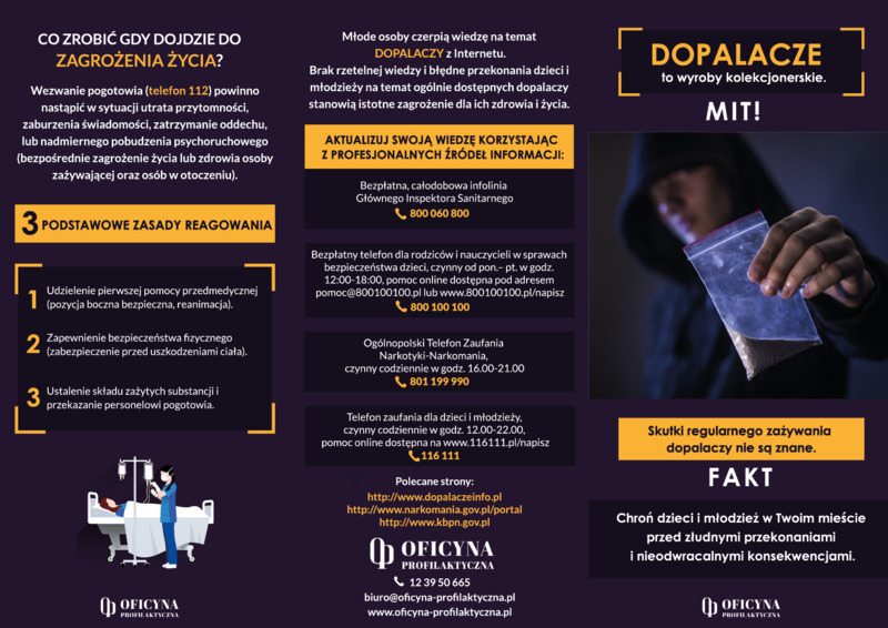 Ulotka: Dopalacze to wyroby kolekcjonerskie. Mit! (Pedagodzy)