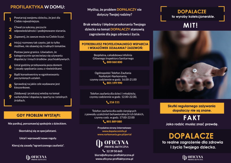 Ulotka: Dopalacze to wyroby kolekcjonerskie. Mit! (Rodzice)