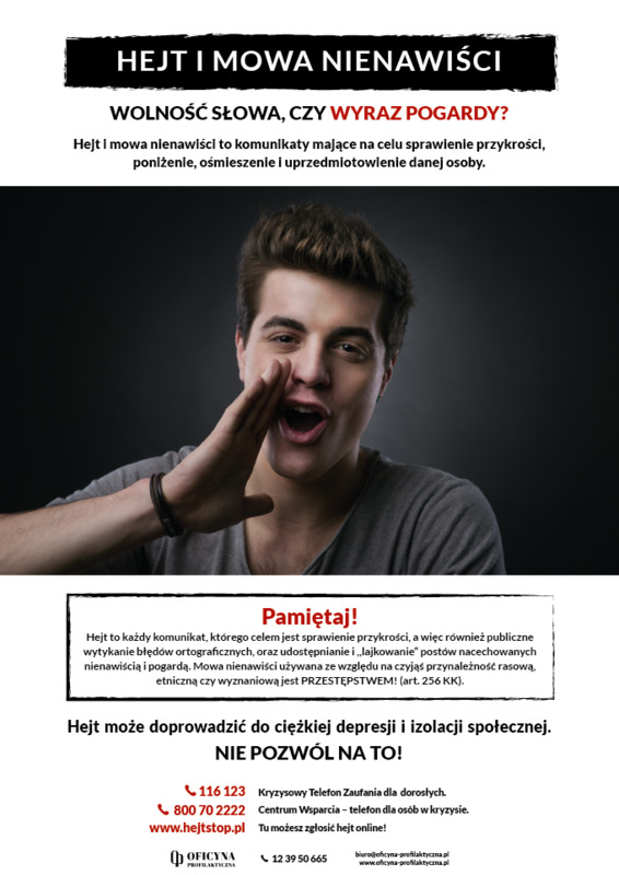 Plakat: Hejt i mowa nienawiści (Mieszkańcy)