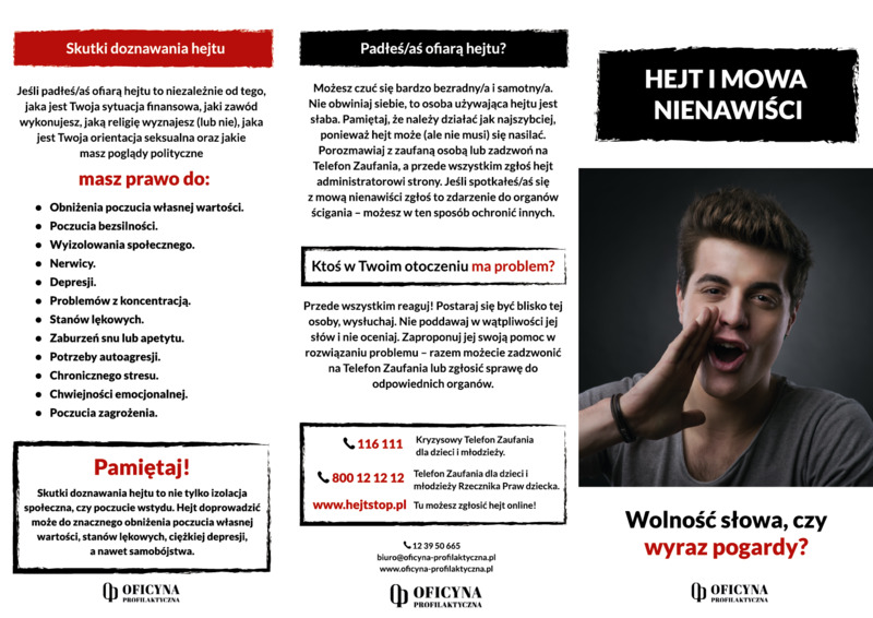 Ulotka: Hejt i mowa nienawiści (Mieszkańcy)