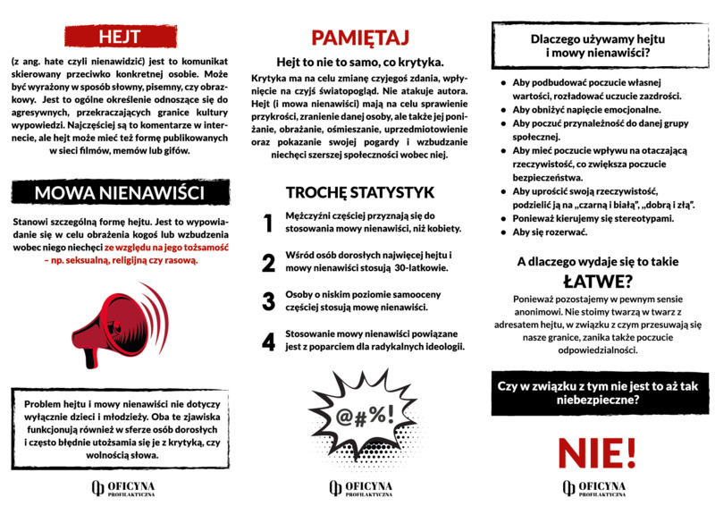 Ulotka: Hejt i mowa nienawiści (Mieszkańcy)