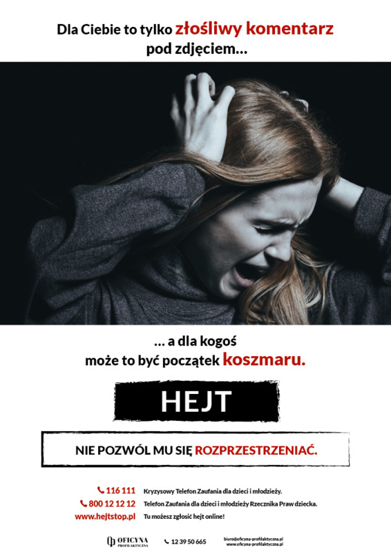 Plakat: Hejt i mowa nienawiści (Młodzież)