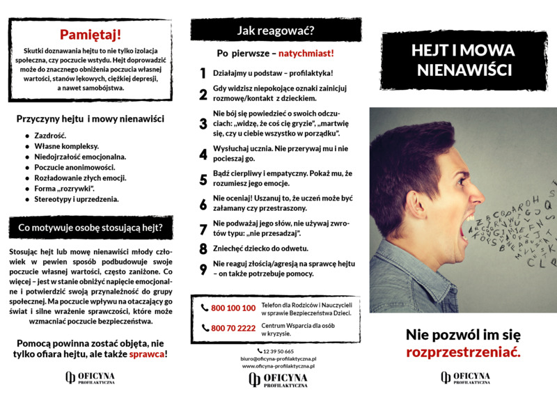 Ulotka: Hejt i mowa nienawiści (Pedagodzy)