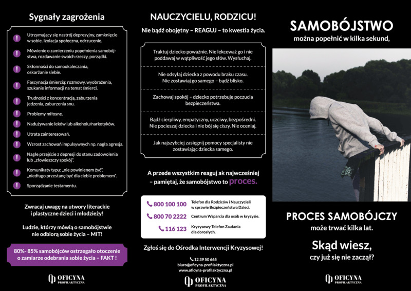 Ulotka: Samobójstwo (Pedagodzy)