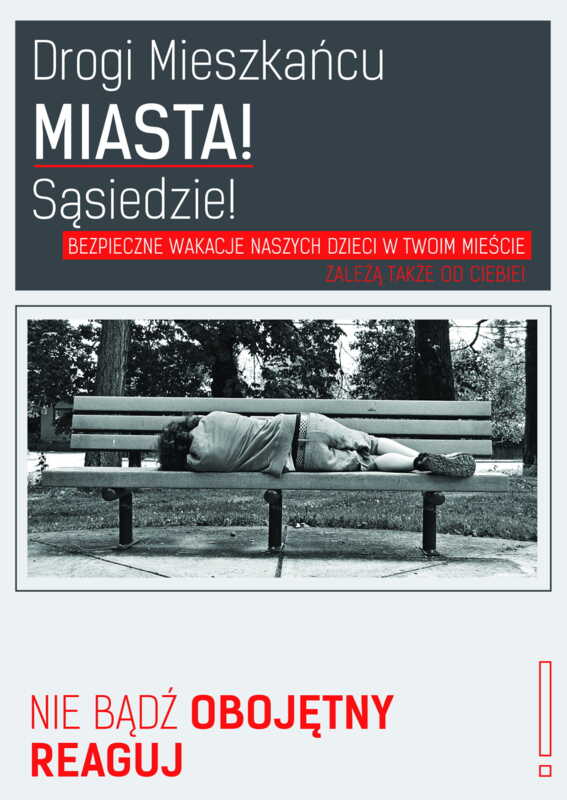 Plakat:  Bezpieczne wakacje w Twoim mieście (dla mieszkańców)