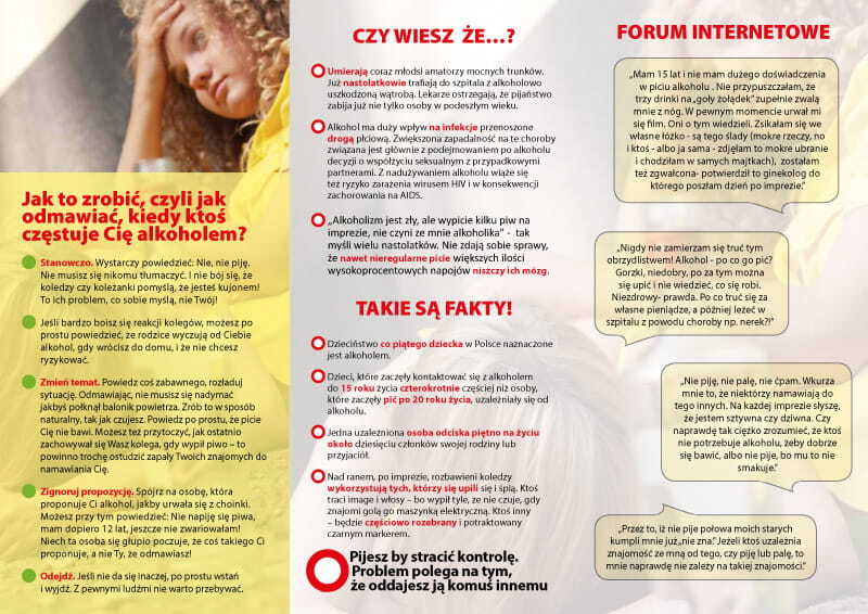 Ulotka: Profilaktyka uzależnienia od alkoholu dla młodzieży