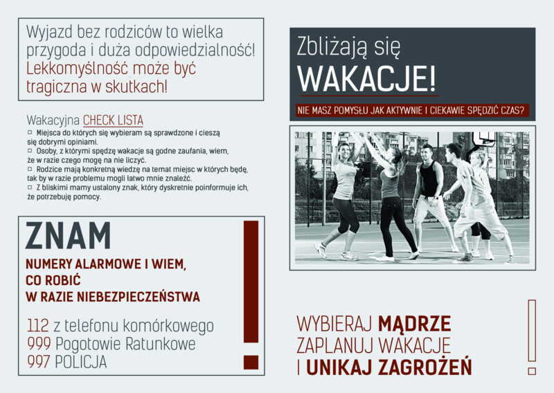 Ulotka: Aktywne i bezpieczne spędzanie wakacji